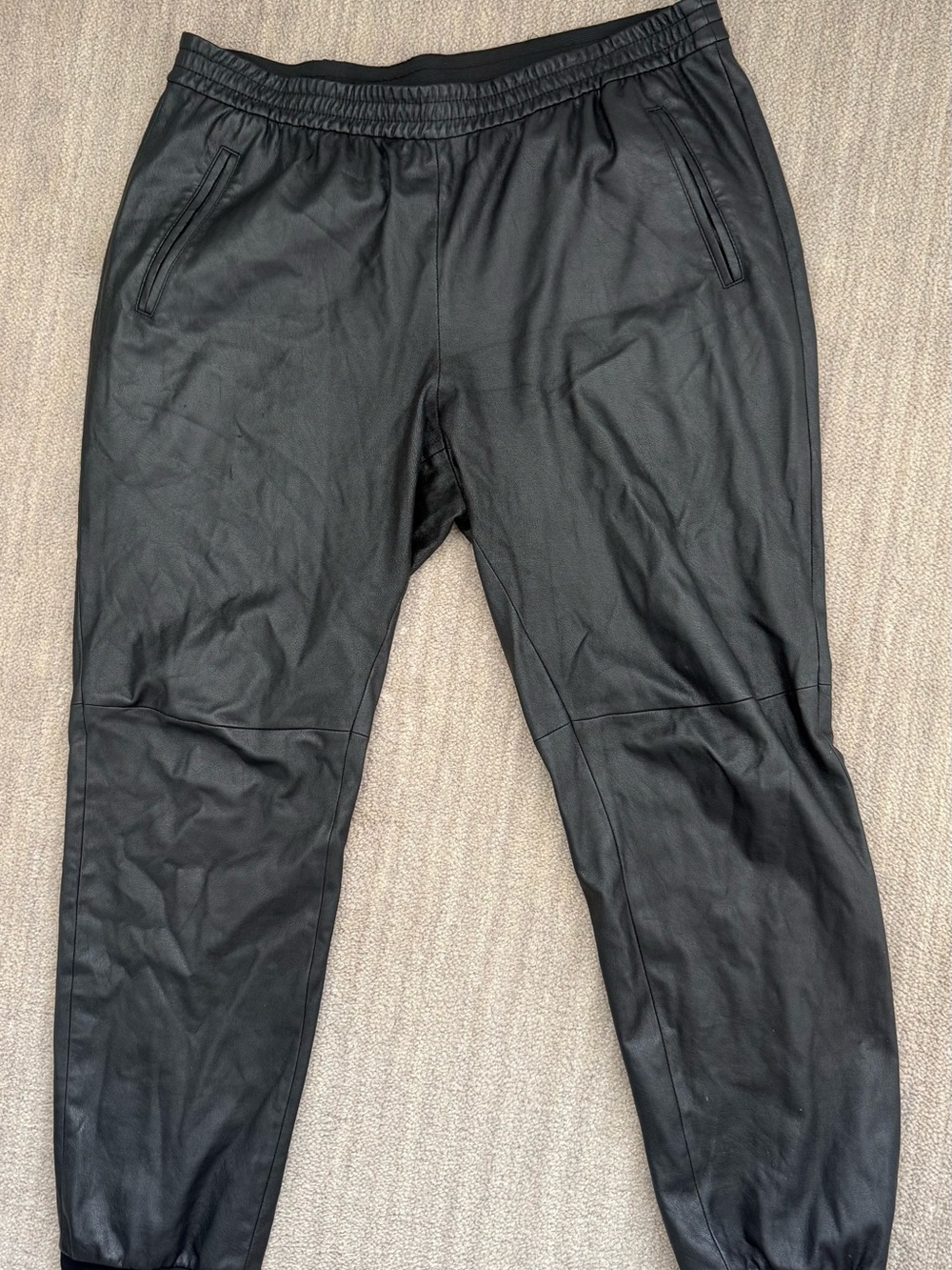 BCBGMaxAzria Black Faux Leather Joggers